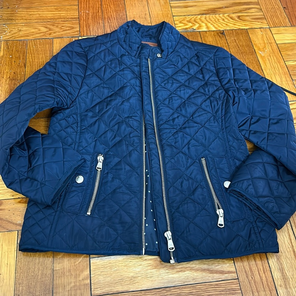 Zara kids quilted navy blue trendy jacket
